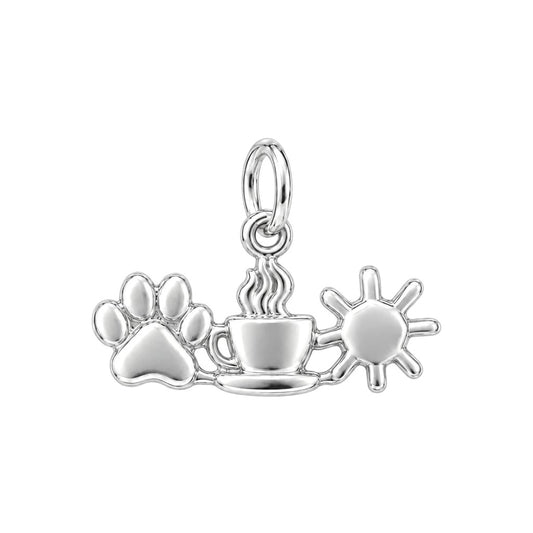 Morning Ritual Sunshine Coffee and Paw Charm and Polyester Cord Bracelet Set