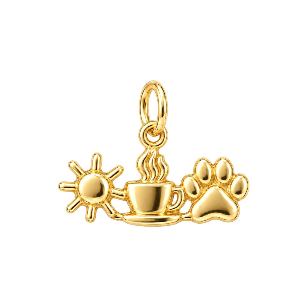 Morning Ritual Sunshine Coffee and Paw Charm and Polyester Cord Bracelet Set