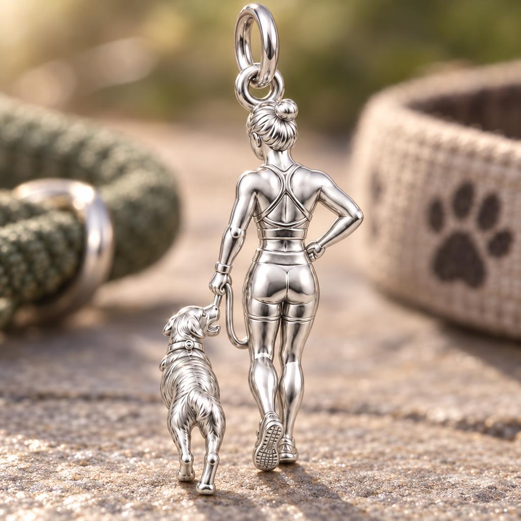 Morning Walk Adventure Charm Bracelet – Personalized Dog Mom Gift – macro detail of the charm