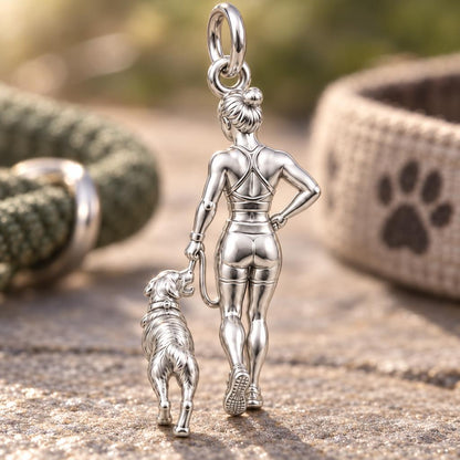 Morning Walk Adventure Charm Bracelet – Personalized Dog Mom Gift – macro detail of the charm
