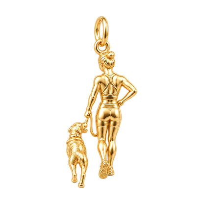 Morning Walk Adventure Charm Bracelet – Personalized Dog Mom Gift – 18K gold charm, front view