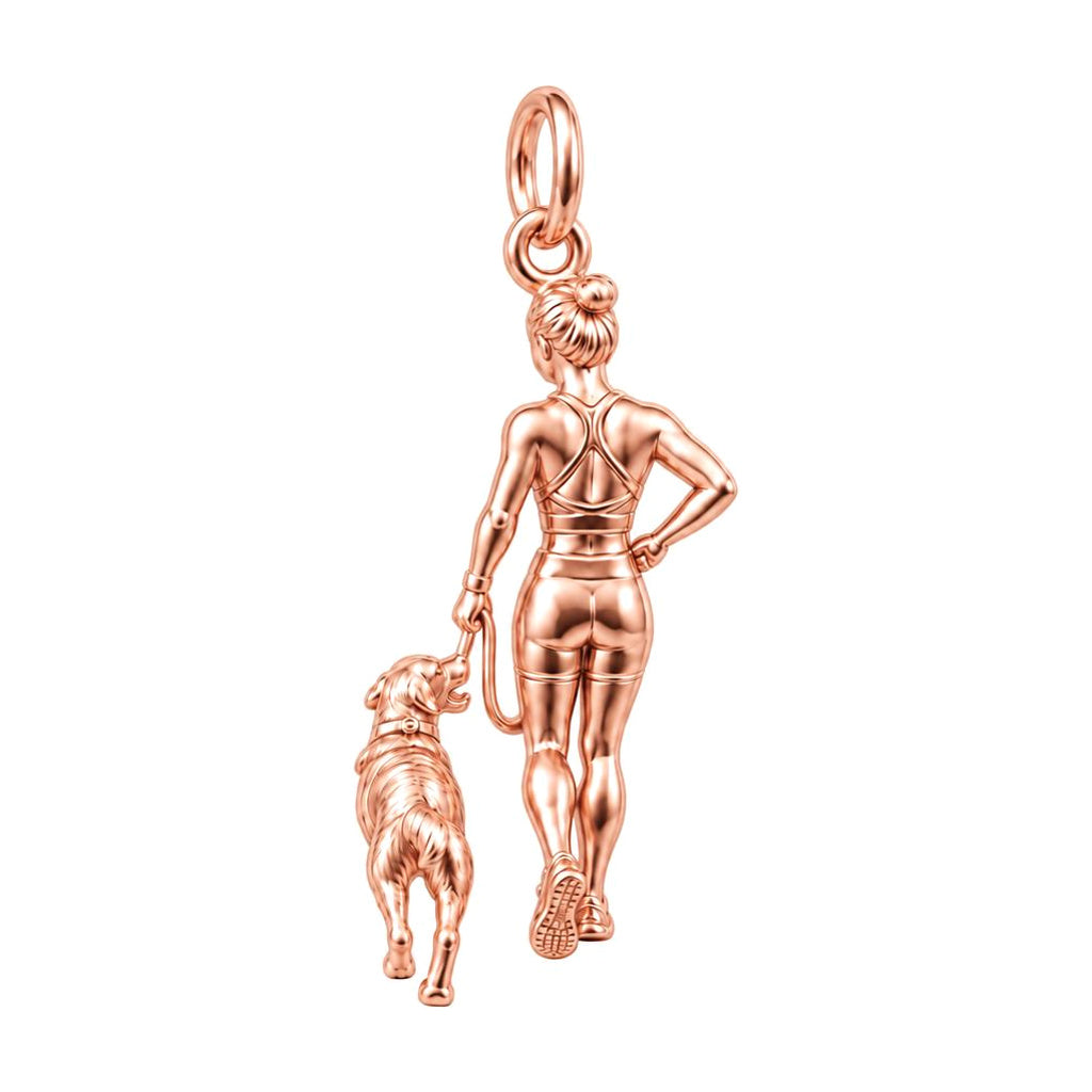 Morning Walk Adventure Charm Bracelet – Personalized Dog Mom Gift – rose gold charm, front view