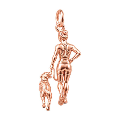 Morning Walk Adventure Charm Bracelet – Personalized Dog Mom Gift – rose gold charm, front view