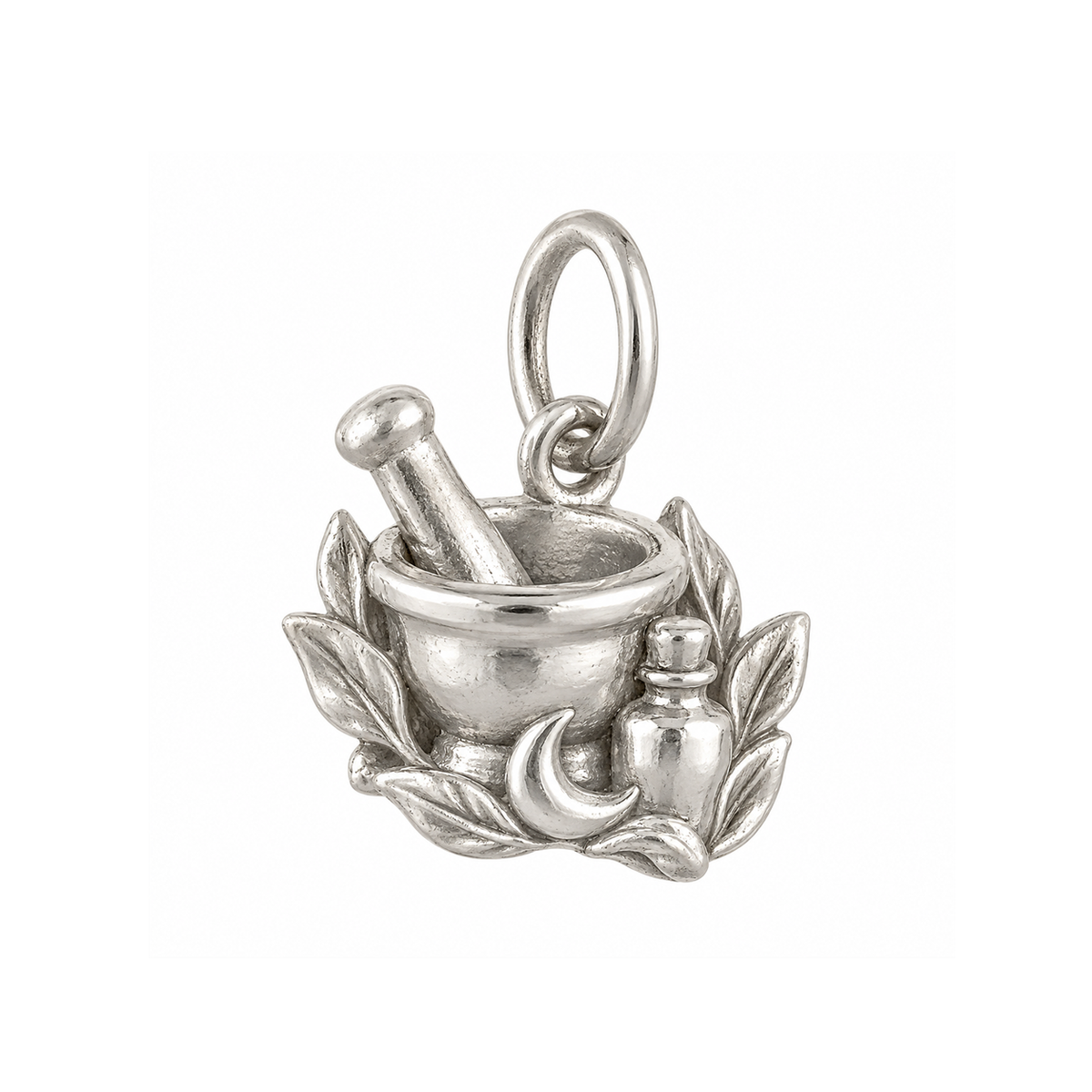 Mortar Pestle and Herbs Charm — Silver — 50-works-silver-20260916-49