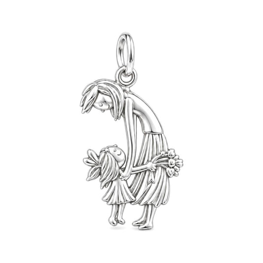 Mother and Child Bouquet Charm and Polyester Cord Bracelet Set