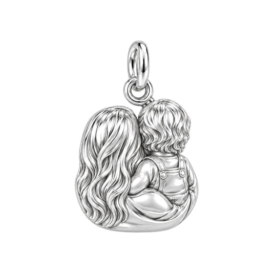 Mother and Child Kiss Charm Bracelet – Personalized Mom Gift – back of the charm, engraving area