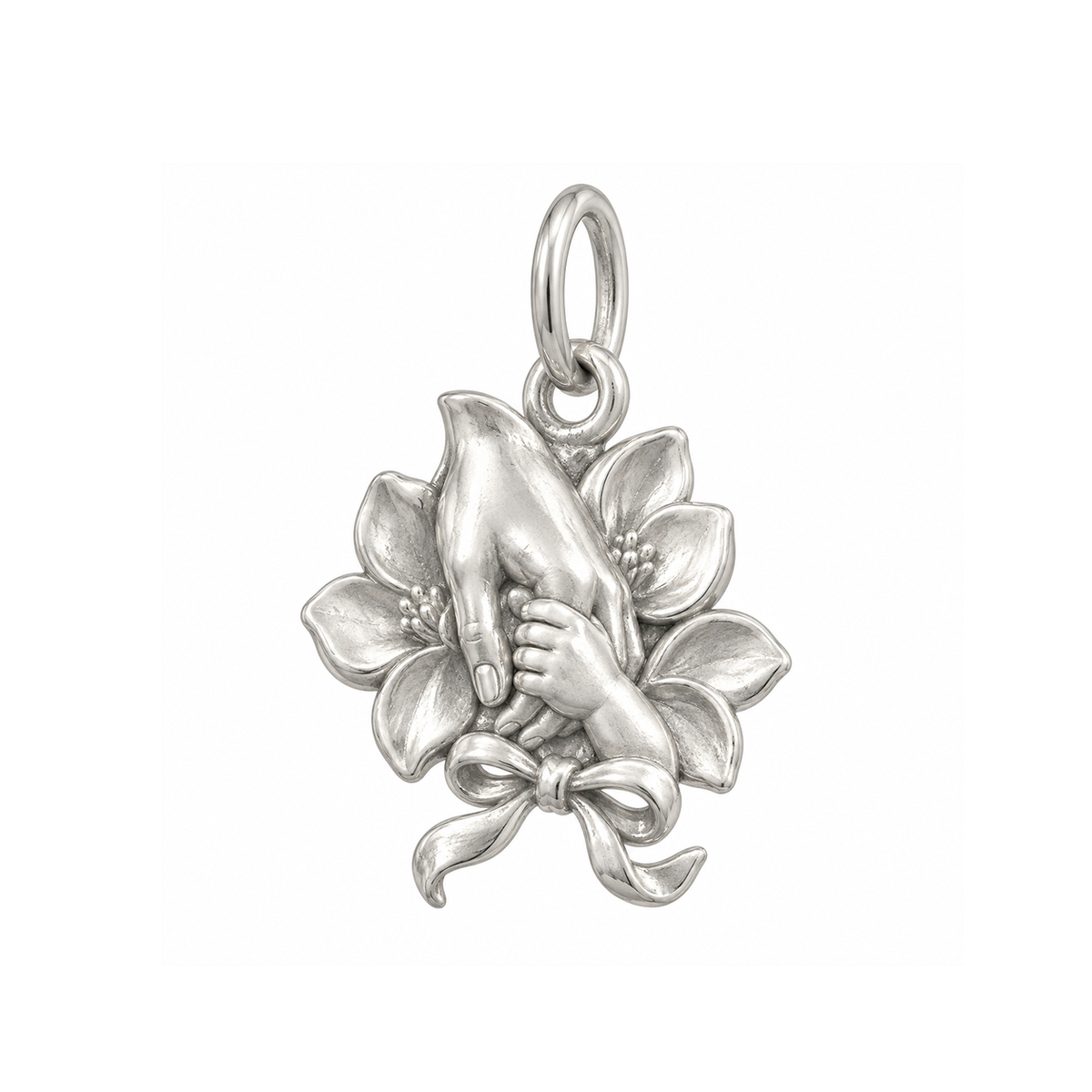 Mother and Daughter Hands Charm — Silver — 50-works-silver-20260916-107