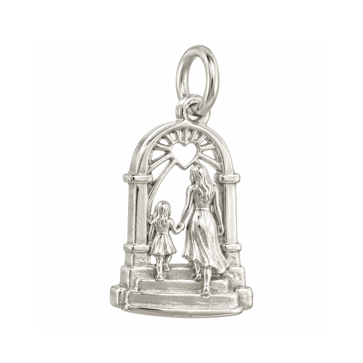 Mother and Daughter Holding Hands Charm — Silver — 50-works-silver-20260916-59