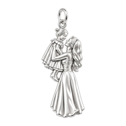 Mother and Daughter Lift Charm Bracelet – Personalized Mom Gift – silver charm, front view