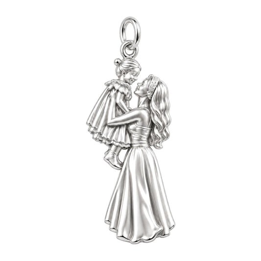 Mother and Daughter Lift Charm Bracelet – Personalized Mom Gift – silver charm, front view
