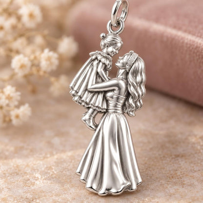 Mother and Daughter Lift Charm Bracelet – Personalized Mom Gift – macro detail of the charm