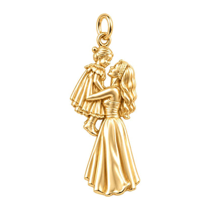 Mother and Daughter Lift Charm Bracelet – Personalized Mom Gift – 18K gold charm, front view