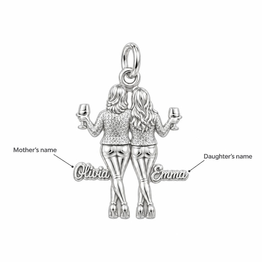 Mother and Daughter Wine Toast Charm Bracelet – Personalized Mom Gift – personalization guide