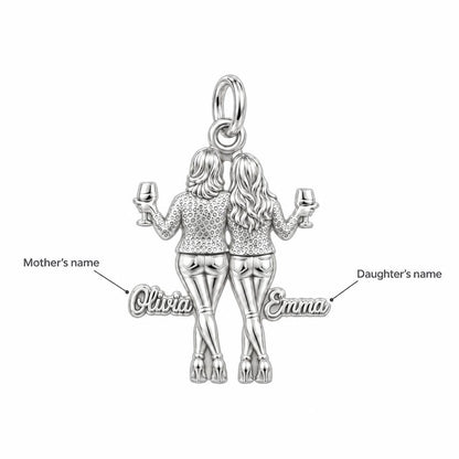 Mother and Daughter Wine Toast Charm Bracelet – Personalized Mom Gift – personalization guide