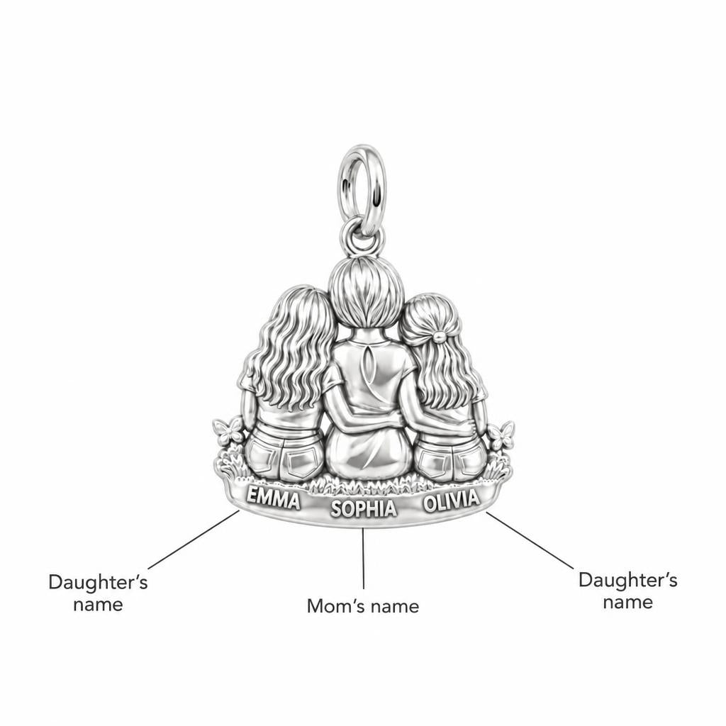Mother and Daughters Hug Charm Bracelet – Personalized Mom Gift – personalization guide