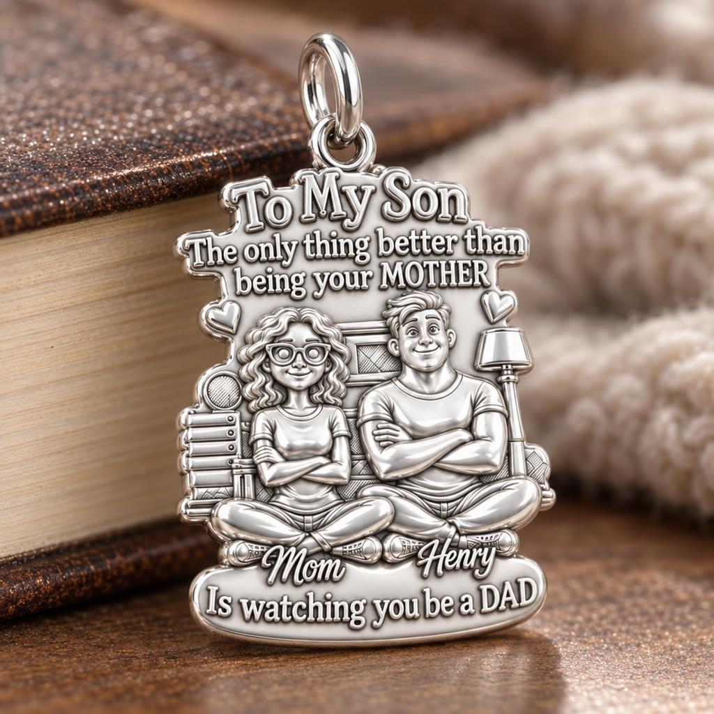 Mother and Son Bond Charm Bracelet – Personalized Mom Gift – macro detail of the charm