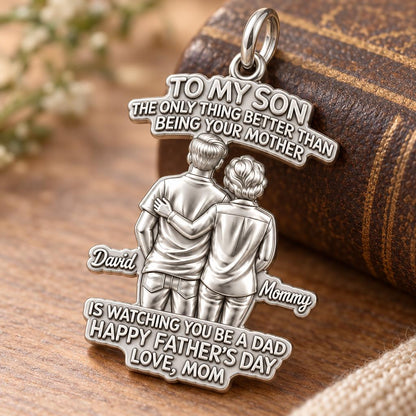 Mother and Son Bond Charm Bracelet – Personalized Son Gift – macro detail of the charm