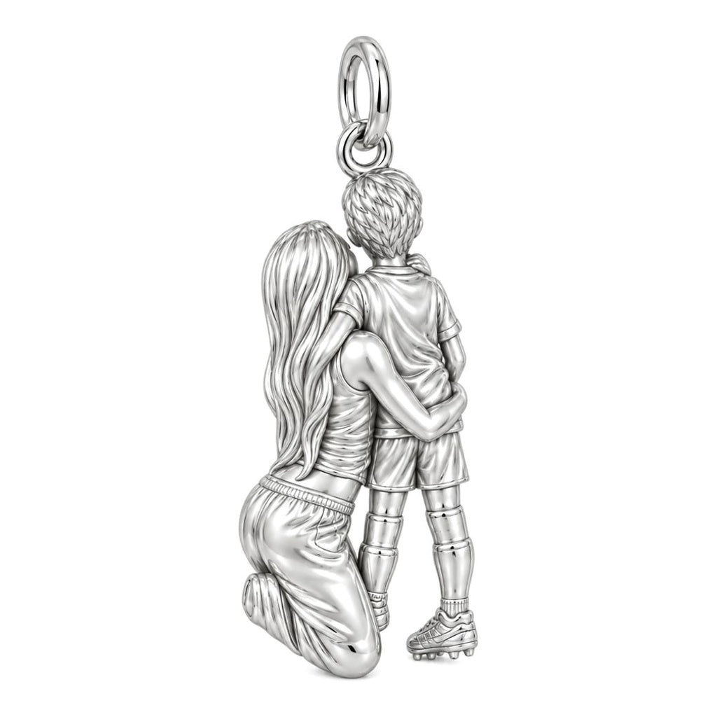 Mother and Son Embrace Charm Bracelet – Personalized Mom Gift – back of the charm, engraving area