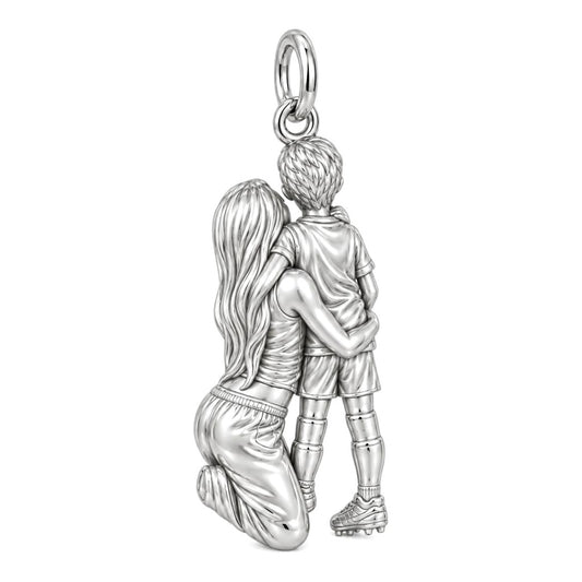 Mother and Son Embrace Charm Bracelet – Personalized Mom Gift – back of the charm, engraving area