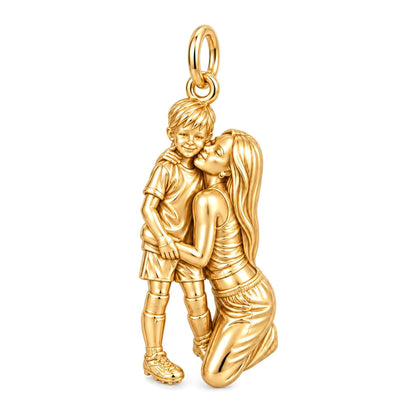 Mother and Son Embrace Charm Bracelet – Personalized Mom Gift – 18K gold charm, front view