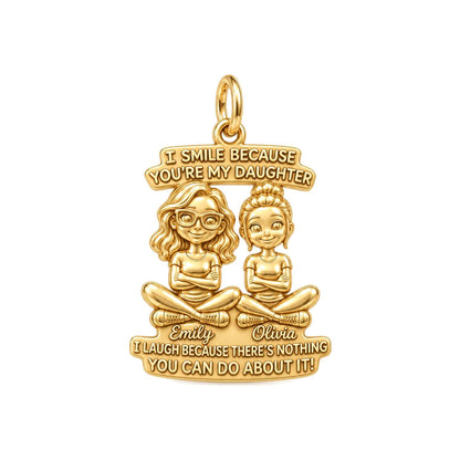 Mother Daughter Bond Charm Bracelet – Personalized Mom Gift – 18K gold plated 3 cm charm, front view