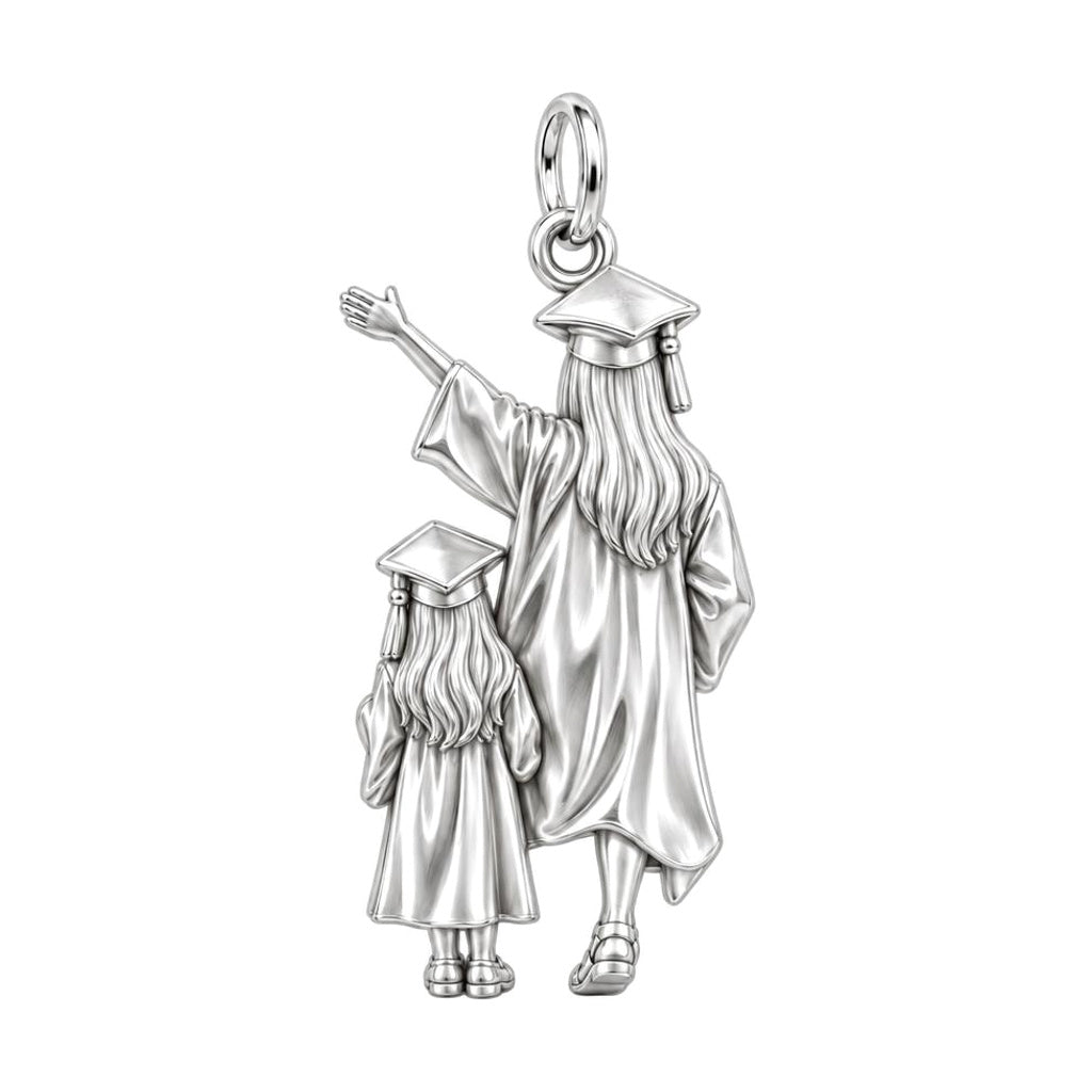 Mother & Daughter Graduation Charm – I'm Done, Just Starting – back of the charm, engraving area