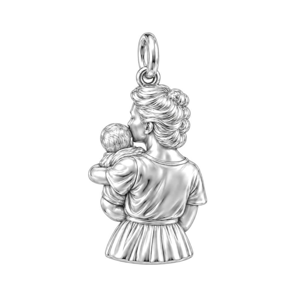 Mother's Tender Embrace Charm Bracelet – Personalized Mom Gift – back of the charm, engraving area