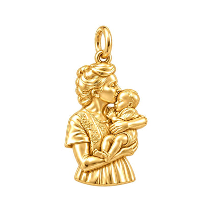 Mother's Tender Embrace Charm Bracelet – Personalized Mom Gift – 18K gold charm, front view