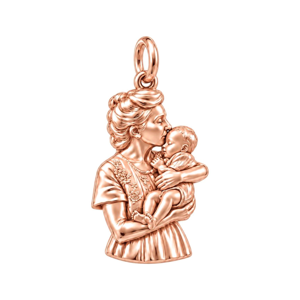 Mother's Tender Embrace Charm Bracelet – Personalized Mom Gift – rose gold charm, front view