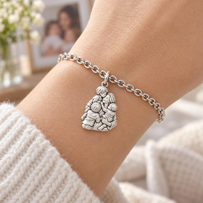 Mother's Tender Embrace Charm Bracelet Set – worn / in use