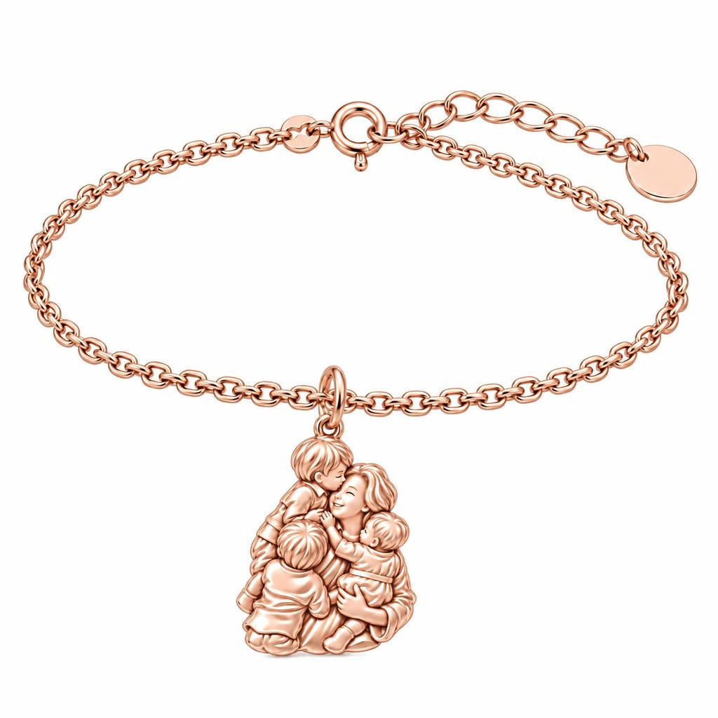Mother's Tender Embrace Charm Bracelet Set – rose gold, front view