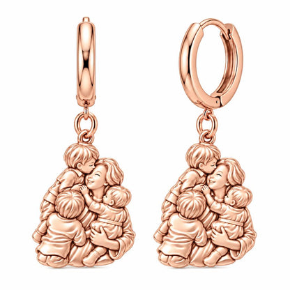 Mother's Tender Embrace Huggie Charm Earrings – rose gold, front view