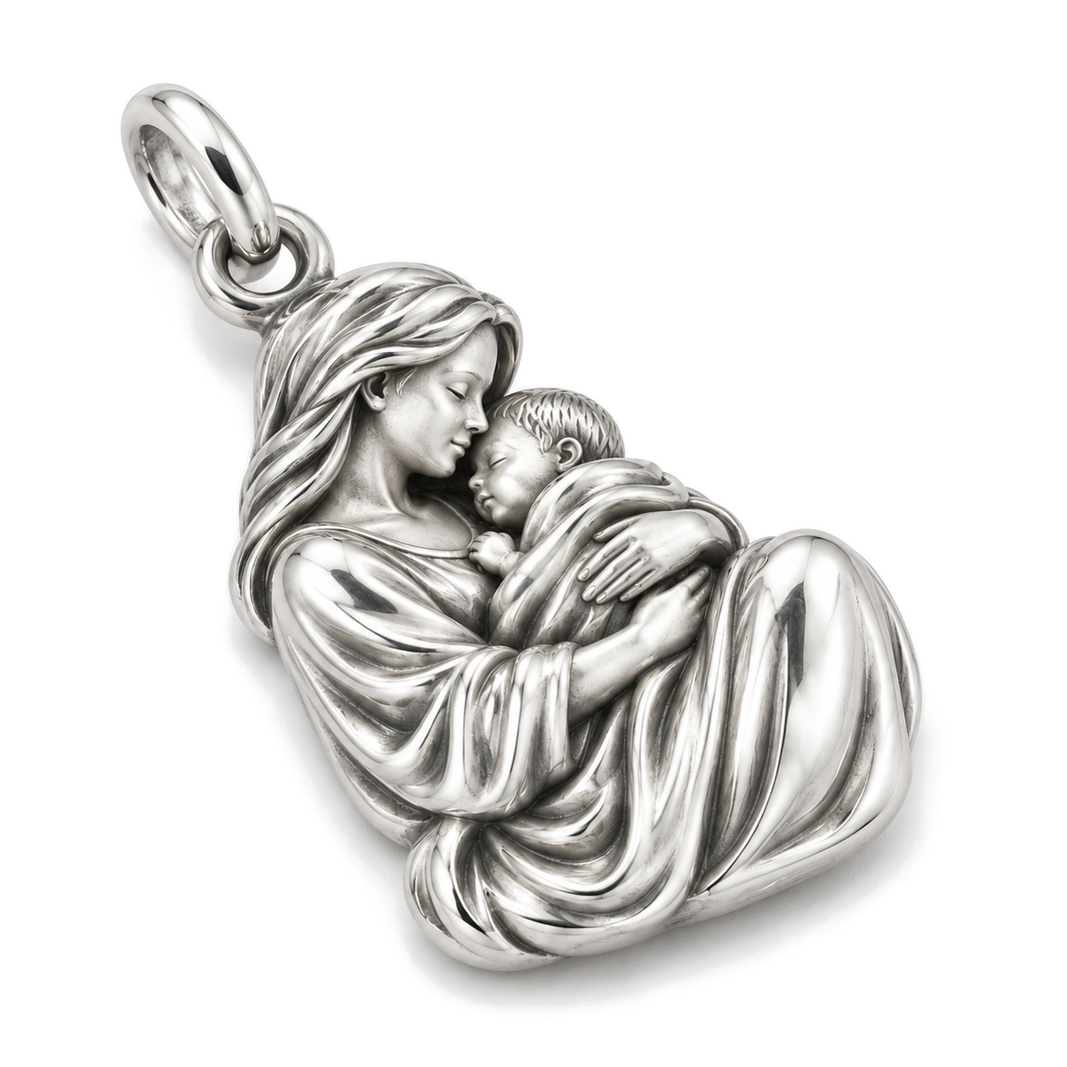 Mother's Embrace Charm — Silver Super Macro | charm-topics-remaining-444-2026-09-14 | topic-385
