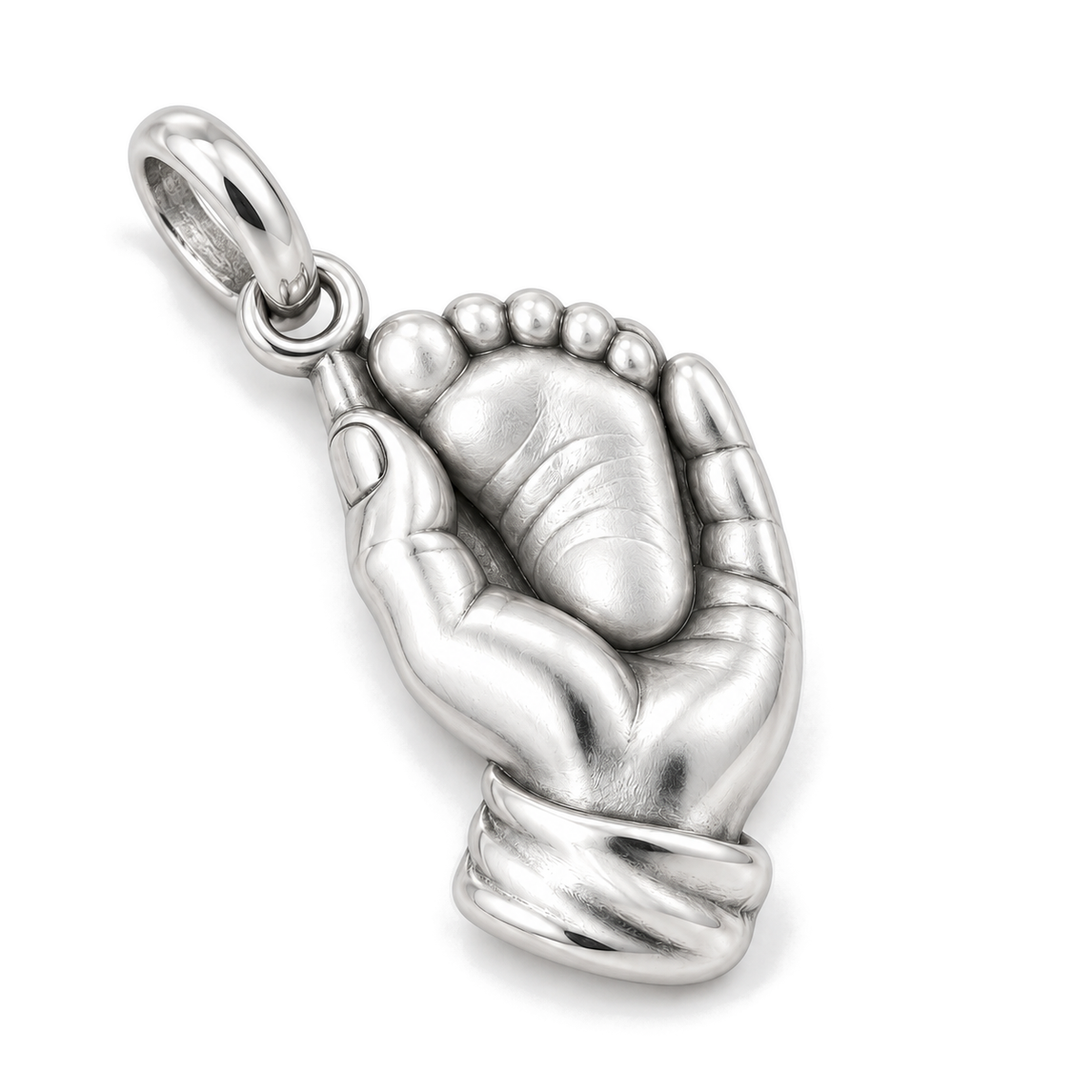 Mother's Gentle Hold Charm — Silver Super Macro | charm-topics-remaining-444-2026-09-14 | topic-382