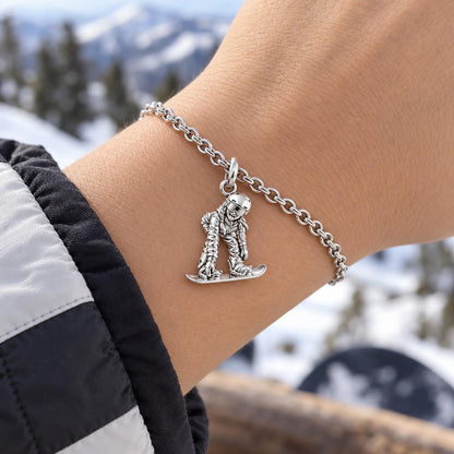 Mountain Bound Snowboarder Charm Bracelet Set – worn / in use
