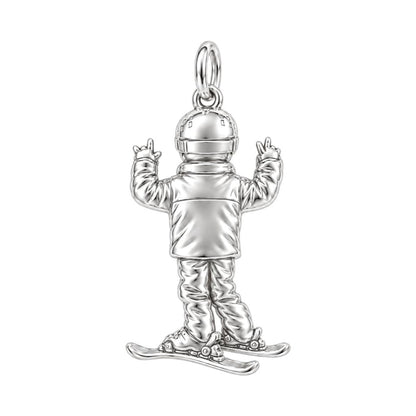 Mountain High Skier Charm Bracelet – Personalized Athlete Gift – back of the charm, engraving area