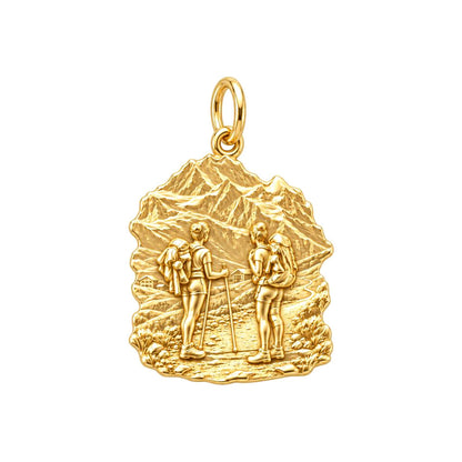 Mountain Hiking Charm Bracelet – Personalized Couple Gift – 18K gold charm, front view