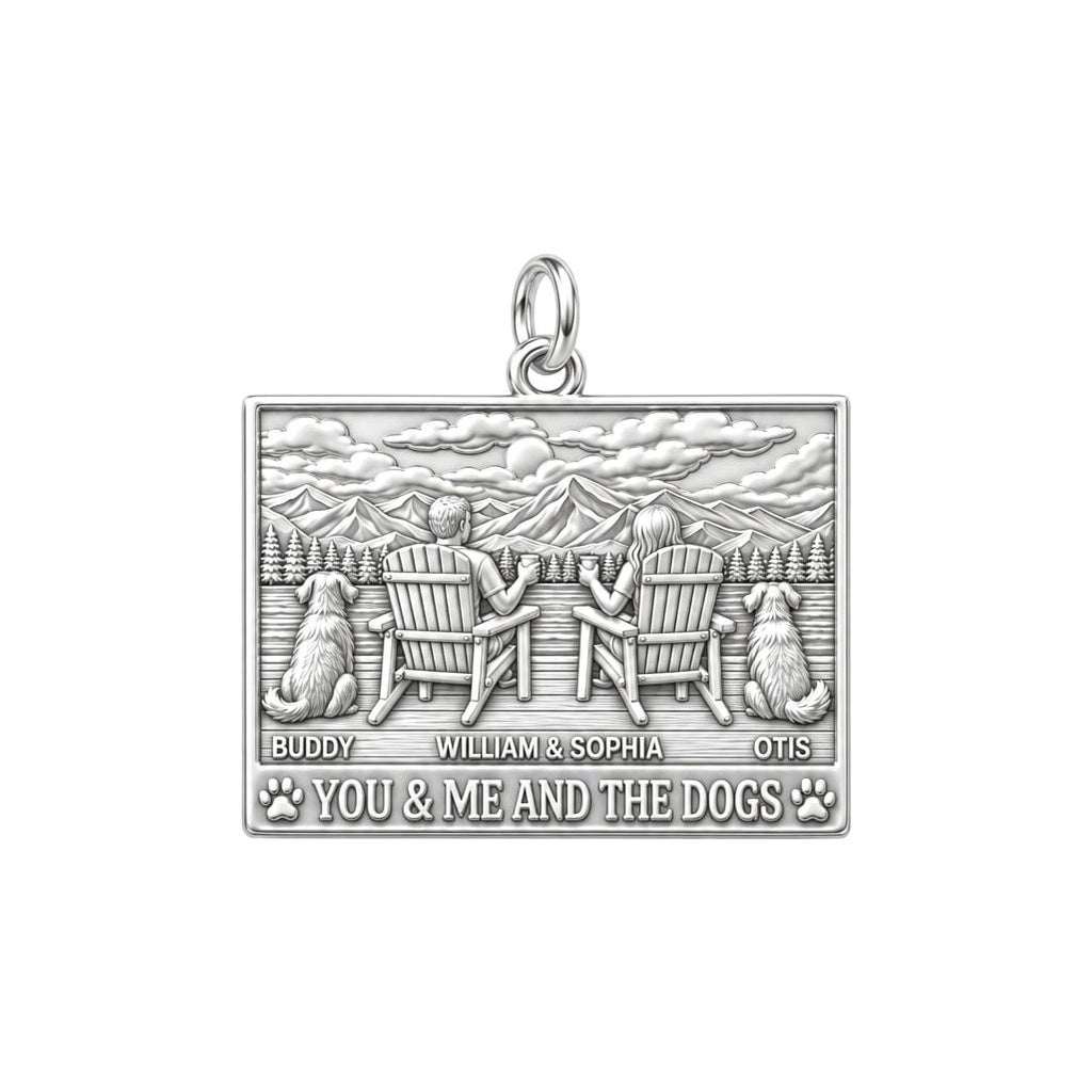 Mountain Lake Retreat Charm Bracelet – Personalized Couple Gift – silver plated 3 cm charm, front view