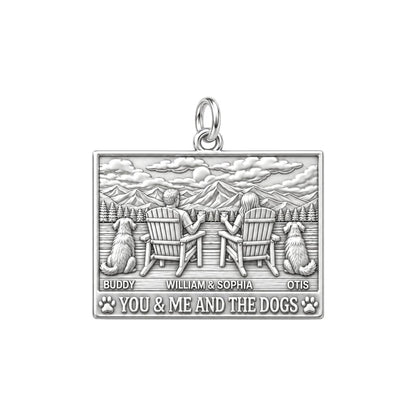 Mountain Lake Retreat Charm Bracelet – Personalized Couple Gift – silver plated 3 cm charm, front view