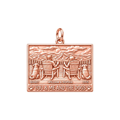Mountain Lake Retreat Charm Bracelet – Personalized Couple Gift – rose gold 3 cm charm, front view