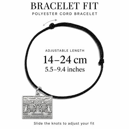 Mountain Lake Retreat Charm Bracelet – Personalized Couple Gift – adjustable black cord bracelet, 14–24 cm