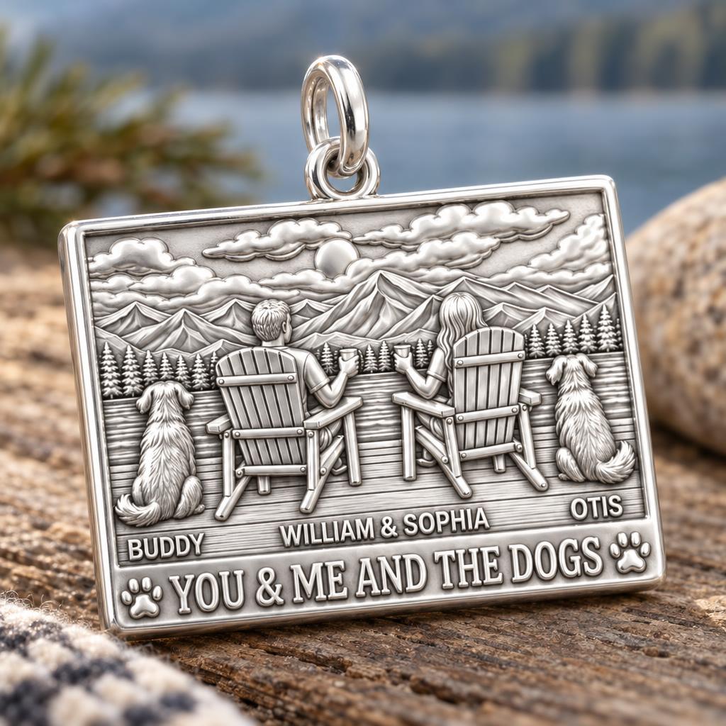 Mountain Lake Retreat Charm Bracelet – Personalized Couple Gift – macro detail of the charm