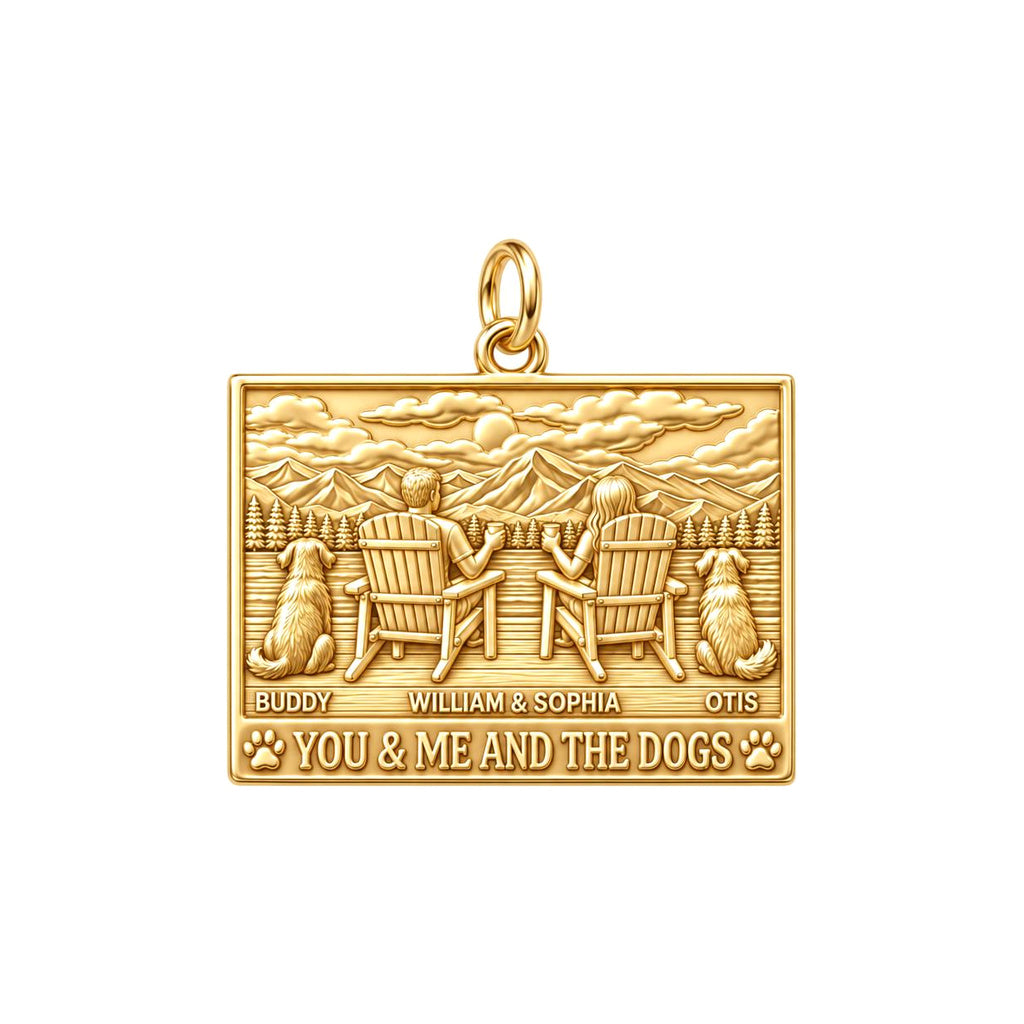 Mountain Lake Retreat Charm Bracelet – Personalized Couple Gift – 18K gold plated 3 cm charm, front view