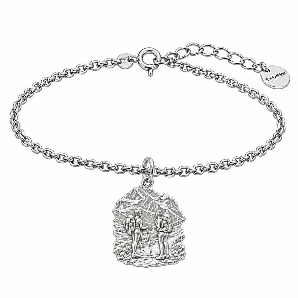 Mountain Trail Best Friends Charm Bracelet Set – silver, front view