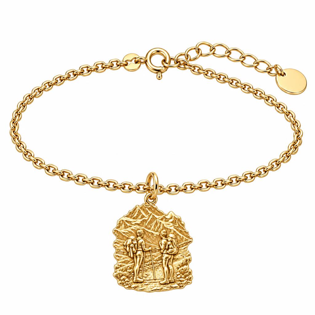 Mountain Trail Best Friends Charm Bracelet Set – 18K gold, front view