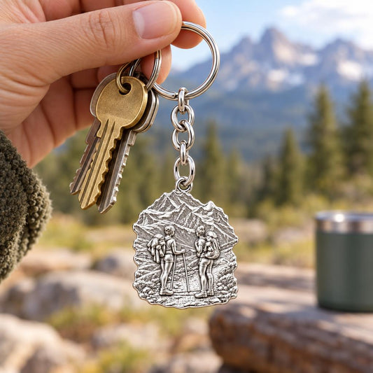 Mountain Trail Best Friends Charm Keychain – worn / in use