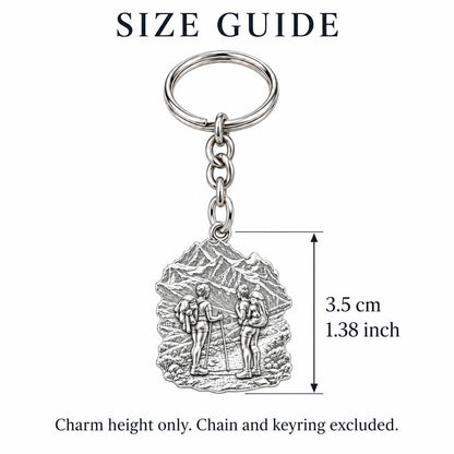 Mountain Trail Best Friends Charm Keychain – size guide, 3.5 cm (1.38 in) charm, chain and keyring excluded