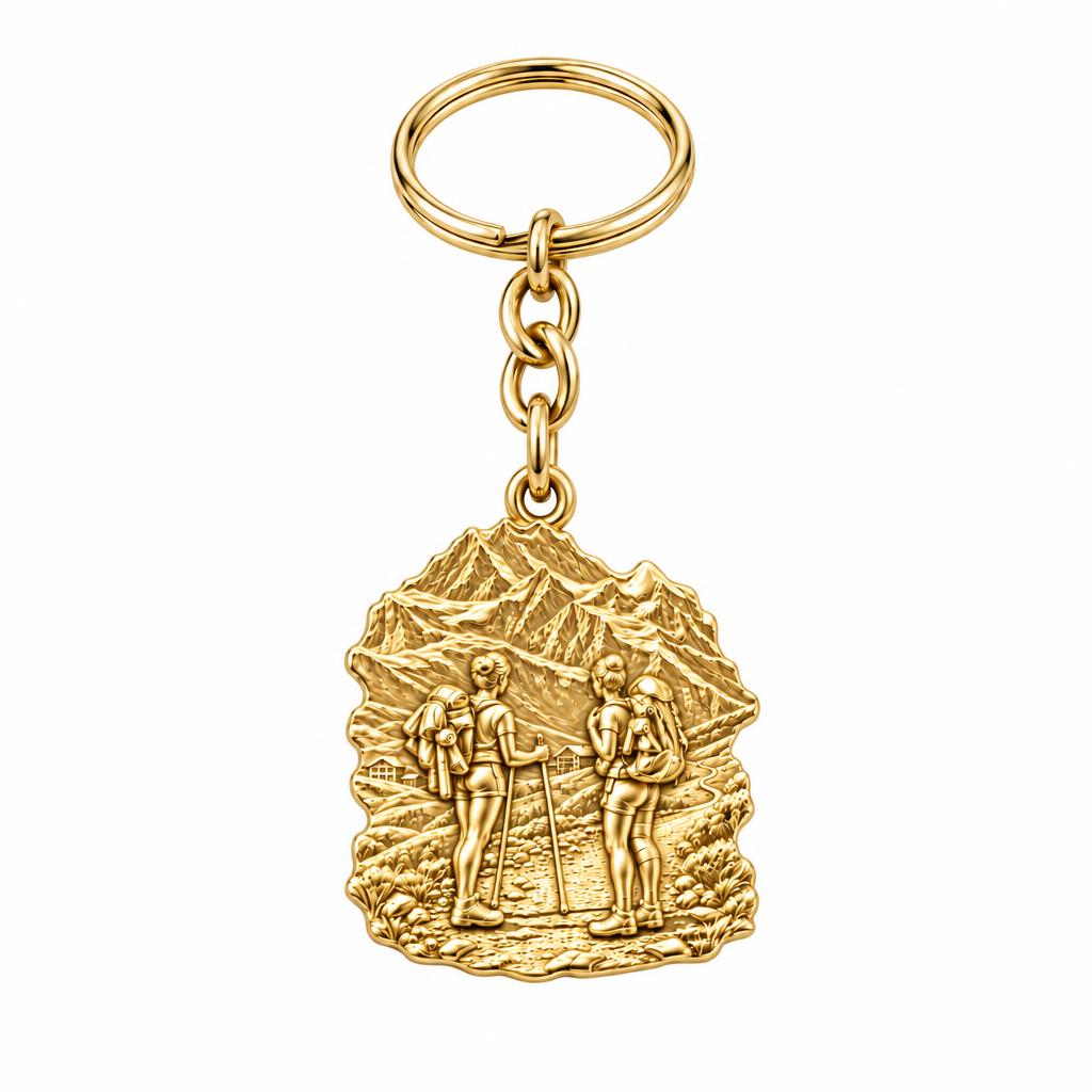 Mountain Trail Best Friends Charm Keychain – 18K gold, front view
