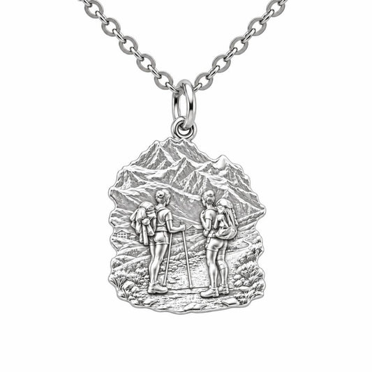 Mountain Trail Best Friends Charm Necklace Set – silver, front view