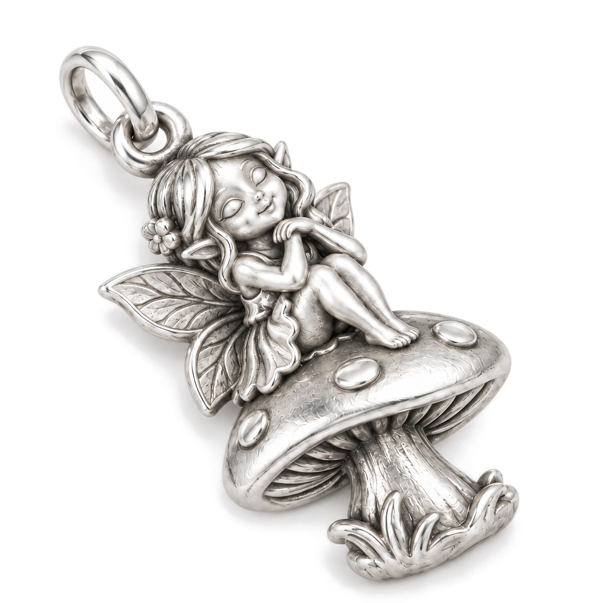 Mushroom Daydream Fairy Charm — Silver Super Macro | charm-topics-remaining-444-2026-09-14 | topic-135